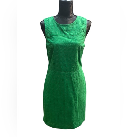 Banana Republic Green Eyelet Sleeveless Dress Size 4 Lined Spring Easter - Picture 2 of 6